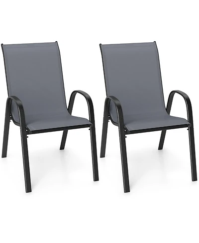 Sugift Stackable Patio Dining Chairs Set of 2 with Steel Frame