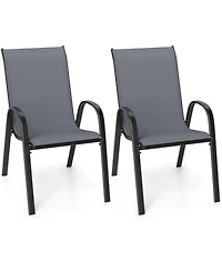 Sugift Stackable Patio Dining Chairs Set of 2 with Steel Frame