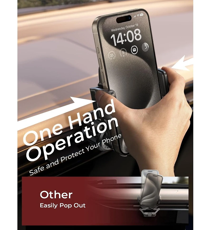 Lisen Car Vent Phone Mount, Adjustable Air Vent Holder with Extension Arm, One-Touch Release Hands-Free Mount for iPhone, Samsung, Android