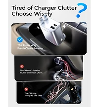 Lisen 2-Pack Car Charger Kit, Retractable Fast Charging Set with Long Cable and Compact Design, Multi-Device Chrng Solution for Daily and Travel Use