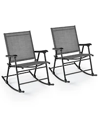 Gouun Folding Outdoor Rocking Chair Set of 2 with Breathable Fabric