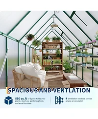 gaomon 6'X11' Aluminum-Framed Polycarbonate Greenhouse, Heavy Duty Greenhouse with Quick Setup Structure and Roof Vent