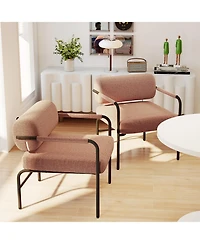 Slickblue Velvet Accent Chair with Cylindrical Backrest and Metal Armrests