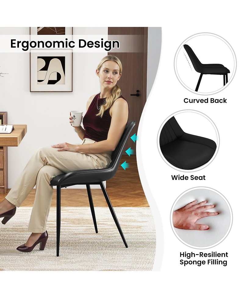 Slickblue Set of 4 Upholstered Kitchen Chairs with Metal Legs