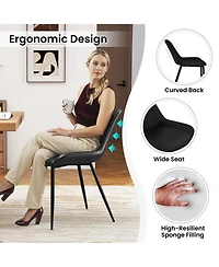 Slickblue Set of 4 Upholstered Kitchen Chairs with Metal Legs