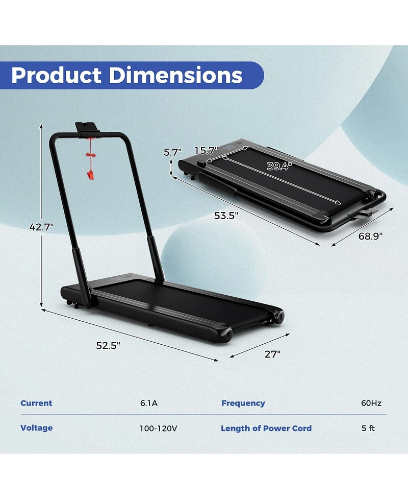 Folding Treadmill 3 in 1 App Remote Control Speakers Black