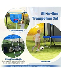 Slickblue 10x8 Ft Rectangle Outdoor Trampoline with Basketball Hoop