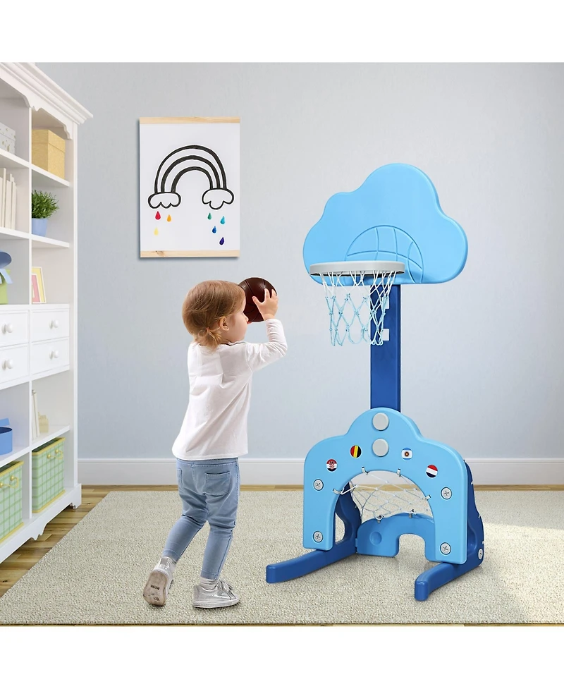 Slickblue Adjustable 3-in-1 Kids Basketball Hoop Play Set with Balls