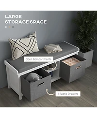 Homcom Storage Shoe Bench with Cushion, Fabric Drawers for Entryway,