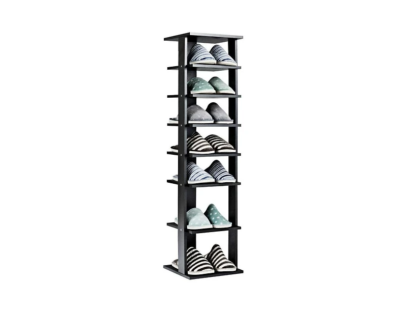 7-Tier Wooden Shoe Rack Organizer for Entryway or Closet Storage