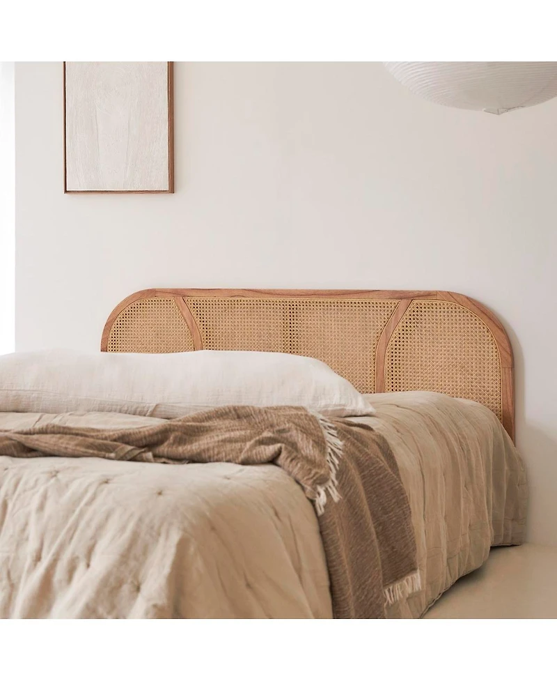 Billie headboard in rattan canework and solid mindi 200cm