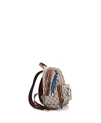 Pre-Owned Gucci Small Zip Pocket Backpack Embroidered Gg Coated Canvas