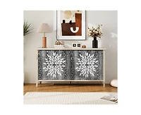 sumyeg 4-Door Carved Storage Cabinet with Adjustable shelf