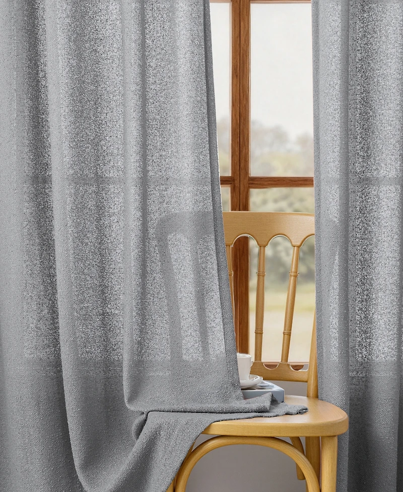 Boucle Light Filtering Back Tab Single Curtain Panel, 52"X96"