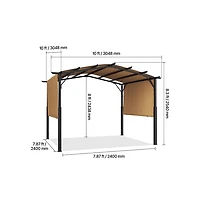 Sugift 10 x 10 ft Arched Top Metal Pergola with Retractable Sun Shade Canopy Heavy Duty Garden