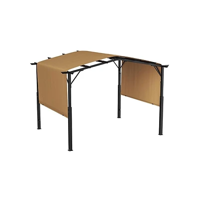 Sugift 10 x 10 ft Arched Top Metal Pergola with Retractable Sun Shade Canopy Heavy Duty Garden