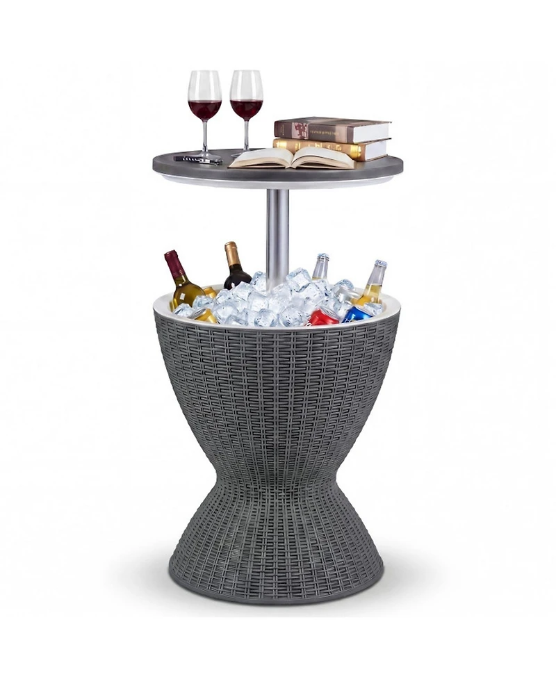 Gouun Height-Adjustable Outdoor Cooler Bar Table with 8-Gallon Ice Bucket Storage
