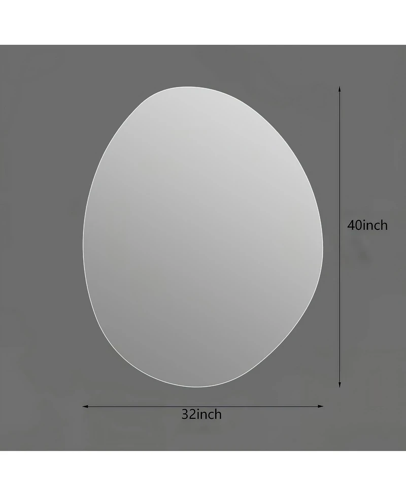 Busdays 40 x 32 Inch Modern Asymmetrical Bathroom Wall Mirror Hd Copper Free Silver Glass Anti Oxidation Vertical Hanging