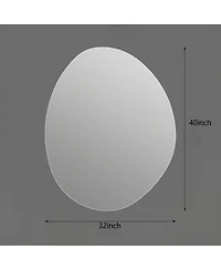 Busdays 40 x 32 Inch Modern Asymmetrical Bathroom Wall Mirror Hd Copper Free Silver Glass Anti Oxidation Vertical Hanging