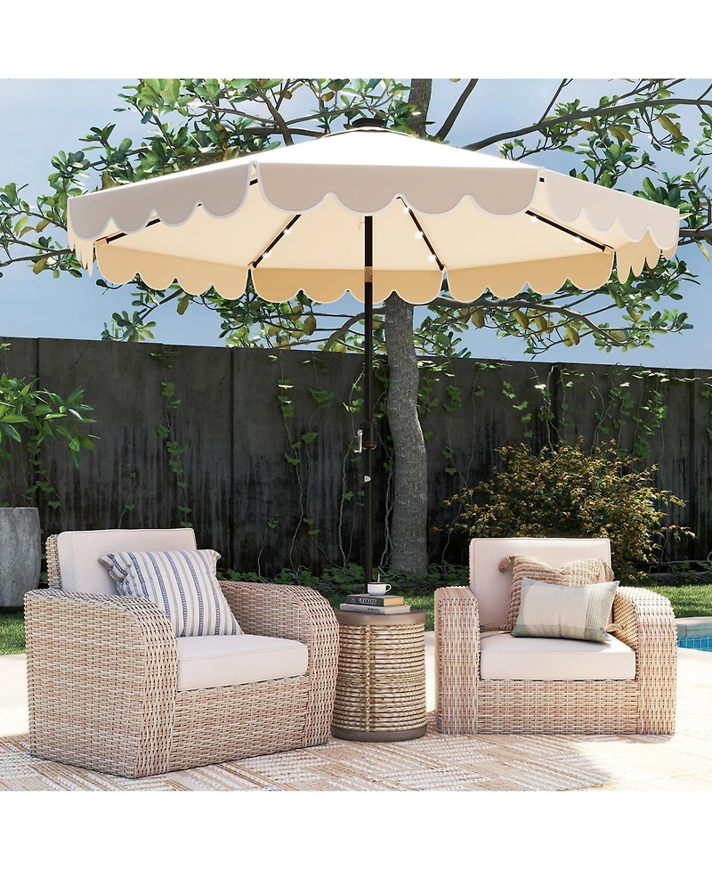 Slickblue Outdoor Solar Umbrella with 24 Led Lights Patio Canopy