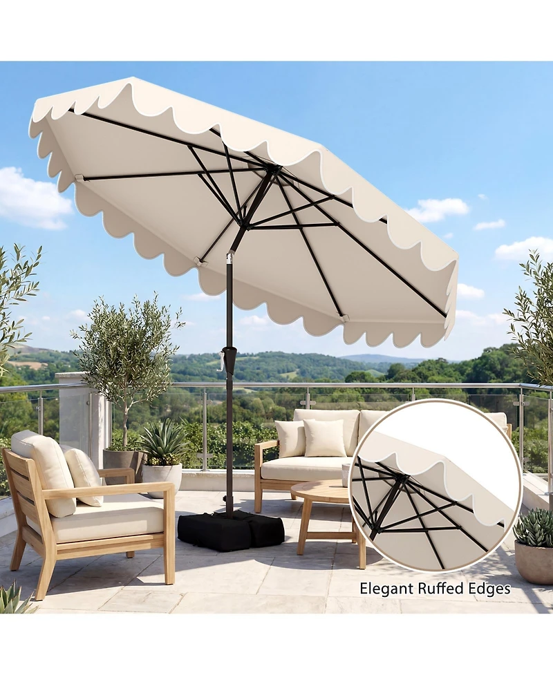 Costway Patio Umbrella with Weighted Base, Sandbags, Push Button Tilt and Crank