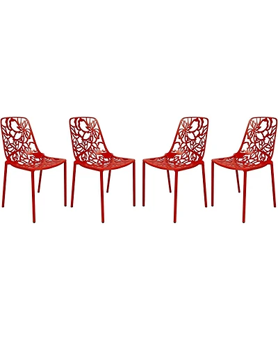 LeisureMod Modern Devon Aluminum Chair, Set of 4
