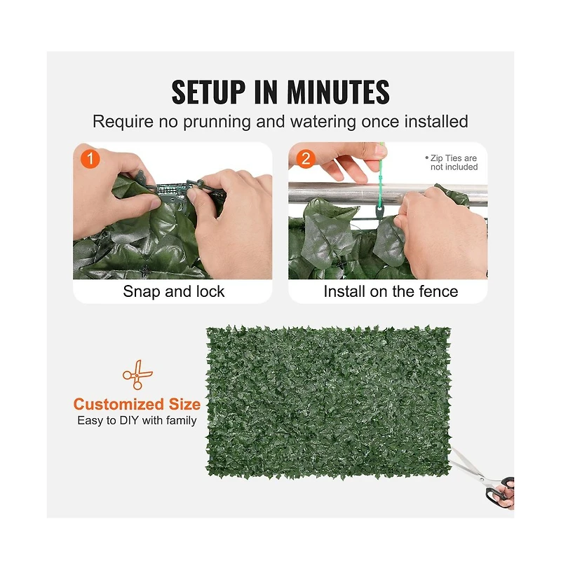 Sugift 59 x 98 in Ivy Privacy Fence Artificial Faux Leaf Wall Screen with Mesh Backing for Yard