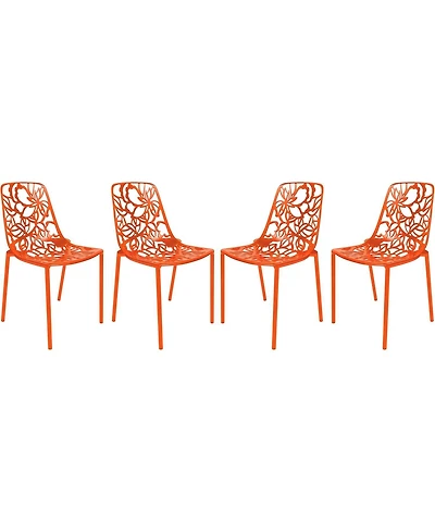 LeisureMod Modern Devon Aluminum Chair, Set of 4