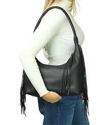 Carlos Falchi Fringe Leather Hobo Bag