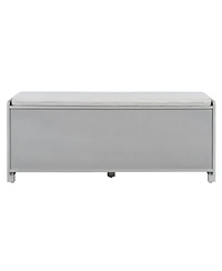 Streamdale Furniture Rustic Storage Bench with Cushion and Rattan Doors (Brown+Beige