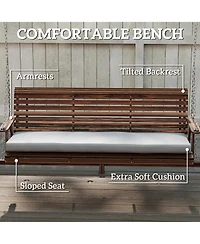 Outsunny 3 Seat Porch Swing with Cushion and Side Trays
