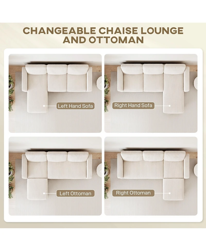 Homcom Sectional Sofa, L Shaped Couch with Reversible Chaise