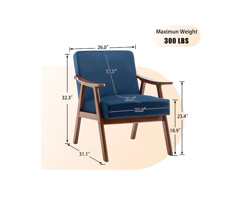 Casainc Mid-Century Modern Chair with Solid Wood Frame