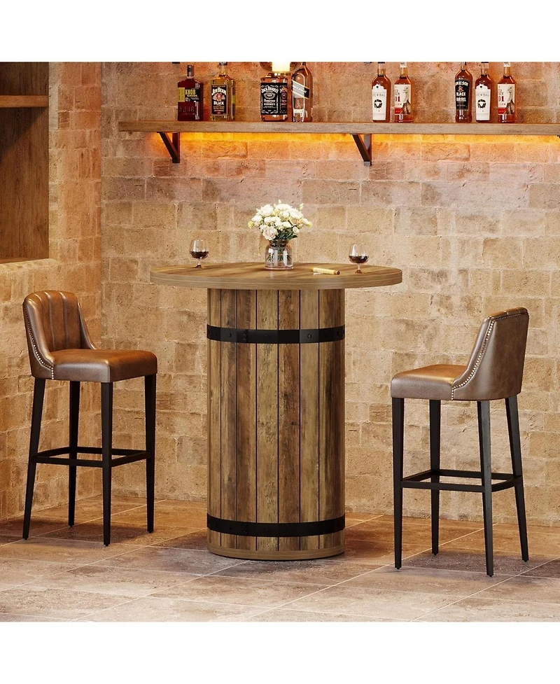 Tribesigns Round Bar Table, 39.4-Inch Height, Bistro Pub Table for Kitchen, Living Room, Small Space