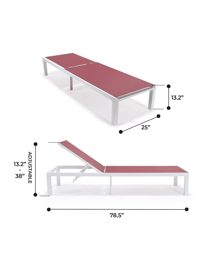LeisureMod Marlin Patio Chaise Lounge Chair With Aluminum Frame