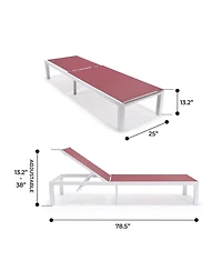 LeisureMod Marlin Patio Chaise Lounge Chair With Aluminum Frame