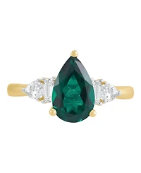 Macy's Lab Grown Emerald (2 ct. t.w.) and Lab Grown White Sapphire (3/4 ct. t.w.) Ring in 14k Yellow Gold-Plated Sterling Silver