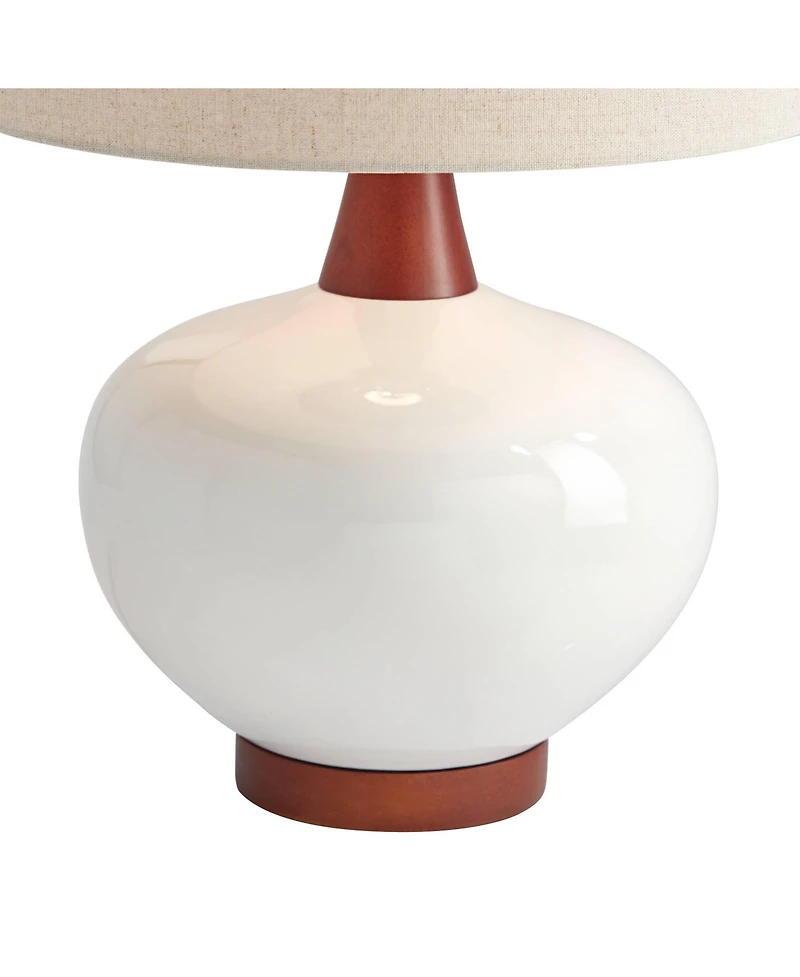 360 Lighting Brice 23" High Small Mid Century Modern Accent Table Lamps Set of 2 Wood Ceramic Living Room