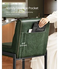 Slickblue Modern Bar Stools Set of 2 Counter Height with Back Support