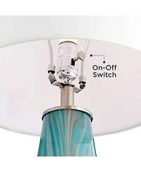 Possini Euro Design Jaime Modern Table Lamps 26" High Set of 2 Art Glass Fabric Drum Shade for Bedroom Living Room Bedside Nightstand