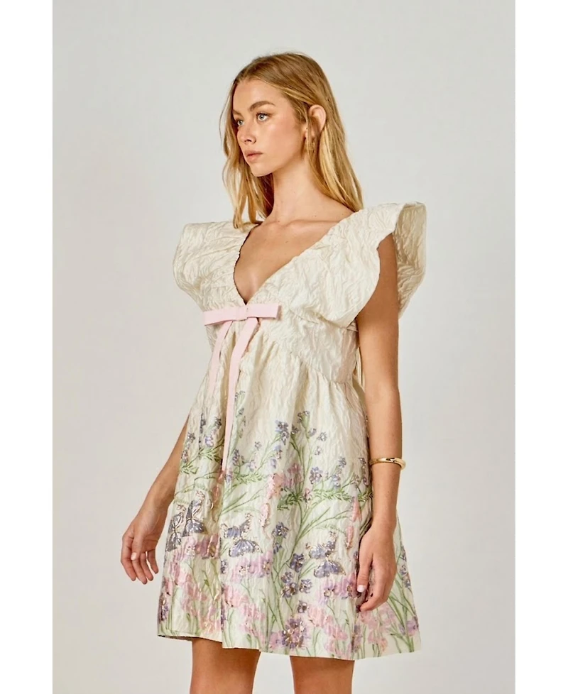 endless rose Women's Jacquard with bow Mini Dres