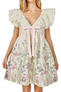 endless rose Women's Jacquard with bow Mini Dres