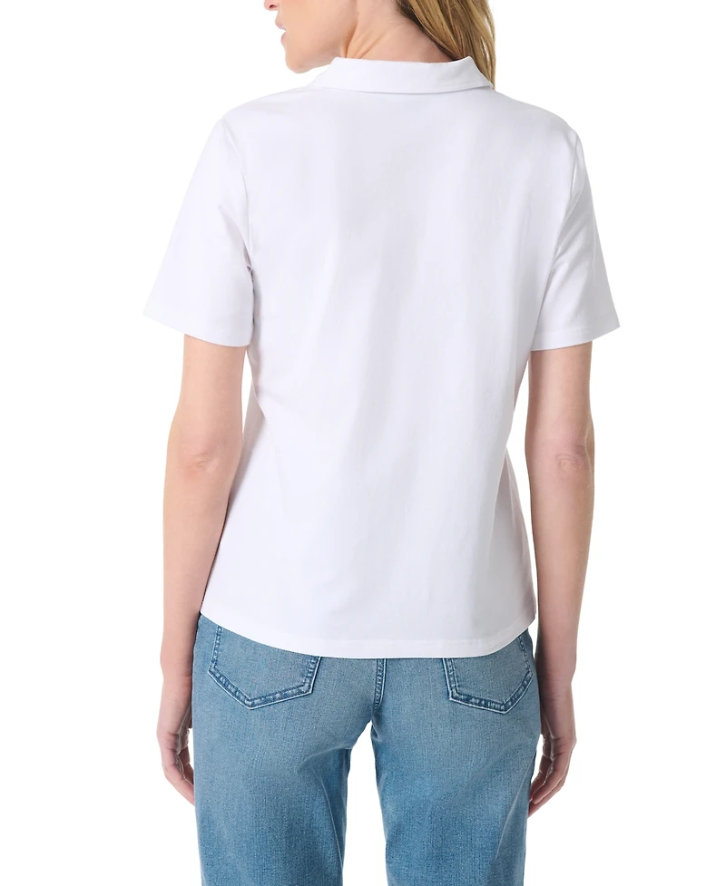 Gloria Vanderbilt Women's Point Collar Short-Sleeve Polo T-Shirt