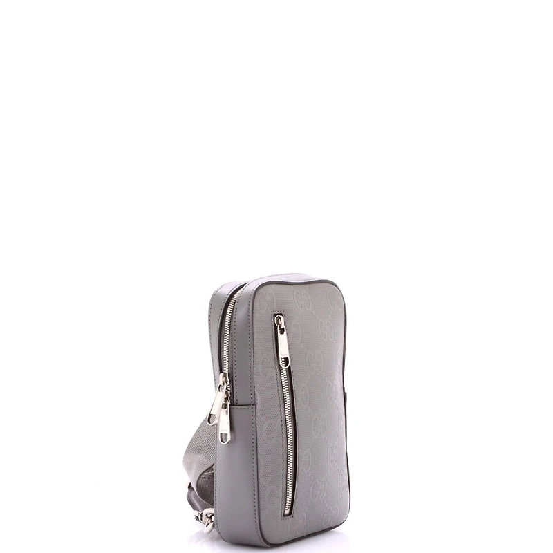 Pre-Owned Gucci Sling Backpack Gg Embossed Perforated Leather