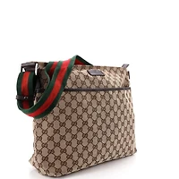 Pre-Owned Gucci Medium Front Pocket Web Messenger Gg Canvas