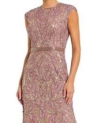 Mac Duggal Women's Sequin High Neck Sleeveless Midi Cocktail Dress