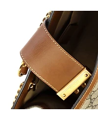 Pre-Owned Gucci Small Padlock Chain Tote Gg Coated Canvas with Leather