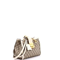 Pre-Owned Gucci Small Padlock Chain Tote Gg Coated Canvas with Leather