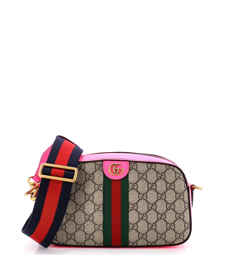 Pre-Owned Gucci Small Ophidia Convertible Camera Bag Gg Coated Canvas with Leather