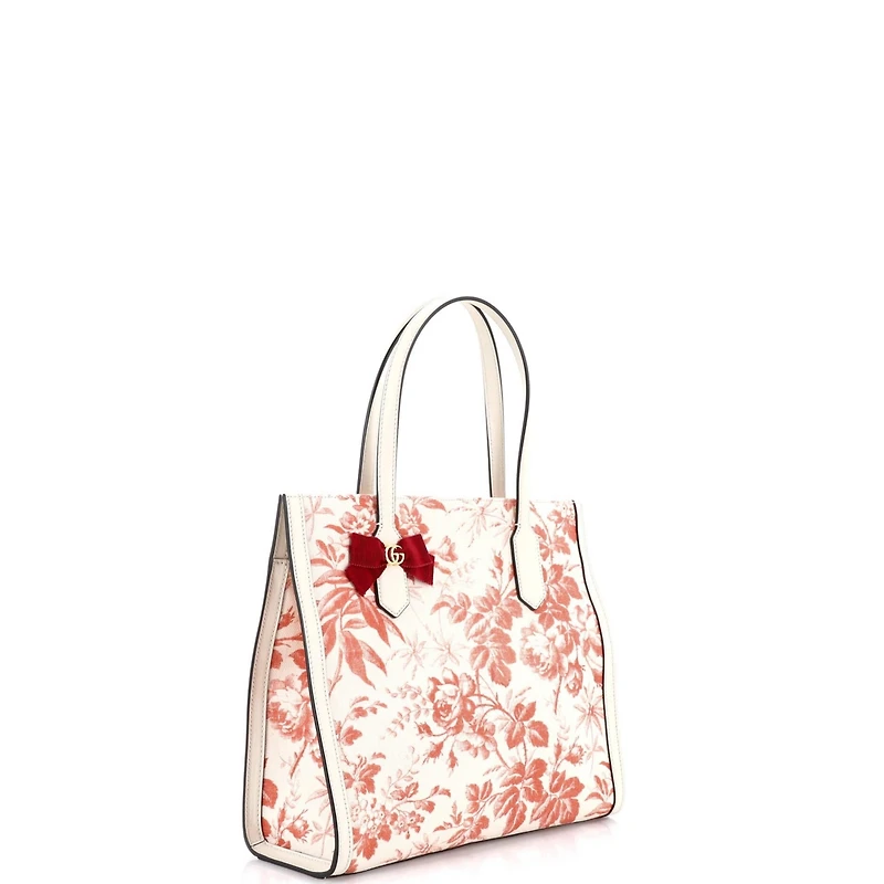 Pre-Owned Gucci Medium Gg Ribbon Tote Coated Printed Canvas
